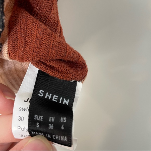 Shein Patchwork Crop Top Small Raw Hem Color Block Inverted Seam - Picture 2 of 9